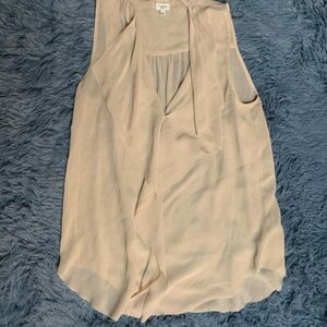 Aritzia Babaton Ainsley Beige Sheer Silk Blouse Top Size XS